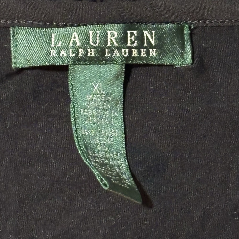 Lauren Ralph Lauren Black Eyelet Ruffle V-Neck Short Sleeve Top XL 00000624 - Picture 3 of 5